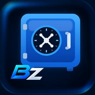 App-Symbol Secret Room: blauer Tresor mit Bz-Logo